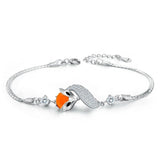 Tuliper Fox Animal Chain 925 Sterling Silver Cubic Zircon Bracelet