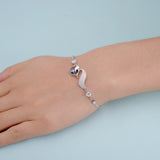 Tuliper Fox Animal Chain 925 Sterling Silver Cubic Zircon Bracelet