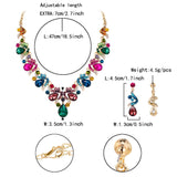 Tuliper Geometric Teardrop Bridal Austrian Crystal Rhinestone Wedding Necklace Earrings Set