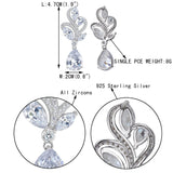 Tuliper Gorgeous 925 Sterling Silver Teardrop Bridal Earrings Clear Cubic Zircon Wedding Earrings