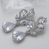 Tuliper Gorgeous 925 Sterling Silver Teardrop Bridal Earrings Clear Cubic Zircon Wedding Earrings