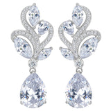 Tuliper Gorgeous 925 Sterling Silver Teardrop Bridal Earrings Clear Cubic Zircon Wedding Earrings