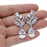 Tuliper Gorgeous 925 Sterling Silver Teardrop Bridal Earrings Clear Cubic Zircon Wedding Earrings