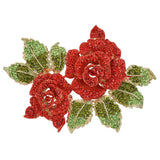 Tuliper Gorgeous Rose Flower Brooch Pin Red Austrian Crystal Brooches