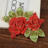 Tuliper Gorgeous Rose Flower Brooch Pin Red Austrian Crystal Brooches