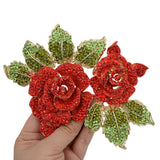 Tuliper Gorgeous Rose Flower Brooch Pin Red Austrian Crystal Brooches