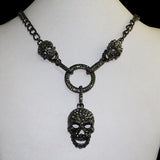 Tuliper Halloween Skull Pendant Necklace