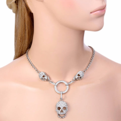 Tuliper Halloween Skull Pendant Necklace