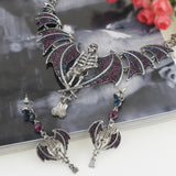 Tuliper Halloween Skull Skeleton Bat Jewelry Austrian Crystal Necklace Earrings Set