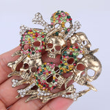 Tuliper Halloween Skull Skeleton Bone Pin Pendant Austrian Crystal Brooches