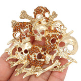 Tuliper Halloween Skull Skeleton Bone Pin Pendant Austrian Crystal Brooches