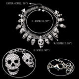 Tuliper Halloween Skull Skeleton Bone Choker Necklace Austrian Crystal Rhinestone Necklace