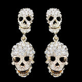 Tuliper Halloween Skull Skeleton Earrings Austrian Crystal Dangle Earrings