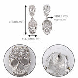 Tuliper Halloween Skull Skeleton Earrings Austrian Crystal Dangle Earrings