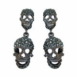 Tuliper Halloween Skull Skeleton Earrings Austrian Crystal Dangle Earrings