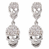 Tuliper Halloween Skull Skeleton Earrings Austrian Crystal Dangle Earrings