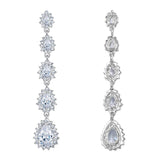 Tuliper Halo Teardrop Bridal Earrings Cubic Zircon Austrian Crystal Dangle Earrings