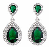 Tuliper Halo Teardrop Bridal Earrings Cubic Zircon Rhinestone Earrings