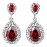 Tuliper Halo Teardrop Bridal Earrings Cubic Zircon Rhinestone Earrings