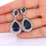 Tuliper Halo Teardrop Bridal Earrings Cubic Zircon Rhinestone Earrings