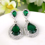 Tuliper Halo Teardrop Bridal Earrings Cubic Zircon Rhinestone Earrings