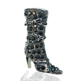 Tuliper High Heel Boot Shoe Brooch Pin Austrian Crystal Enamel Brooches