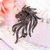 Tuliper Horse Head Animal Brooch Pin Austrian Crystal Pearl Brooches