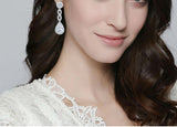 Tuliper Infinity Teardrop Bridal Earrings Cubic Zircon Pierced Earrings