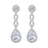 Tuliper Infinity Teardrop Bridal Earrings Cubic Zircon Pierced Earrings