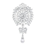 Tuliper Leaf Bowknot Bridal Pin Pendant Flower Copper Zircon Pearl Brooch