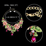 Tuliper Leaf Rose Flower Necklace Earrings Set