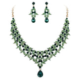 Tuliper Leaf Teardrop Bridal Necklace Earrings Set