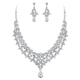 Tuliper Leaf Teardrop Bridal Necklace Earrings Set