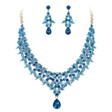 Tuliper Leaf Teardrop Bridal Necklace Earrings Set