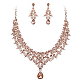 Tuliper Leaf Teardrop Bridal Necklace Earrings Set