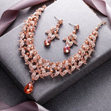 Tuliper Leaf Teardrop Bridal Necklace Earrings Set