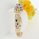 Tuliper Leopard Panther Animal Bracelet Bangle Austrian Crystal Rhinestone Enamel Bracelet