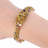 Tuliper Leopard Panther Animal Bracelet Bangle Austrian Crystal Rhinestone Enamel Bracelet