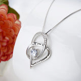 925 Sterling Silver Cubic Zircon Tuliper Love Heart Bridal Charm Necklace Pendant