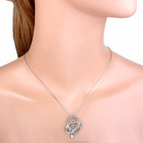 925 Sterling Silver Cubic Zircon Tuliper Love Heart Bridal Charm Necklace Pendant