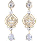 Tuliper Love Heart Drop Bridal Earrings Cubic Zircon Crystal Earrings