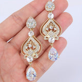 Tuliper Love Heart Drop Bridal Earrings Cubic Zircon Crystal Earrings