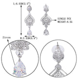 Tuliper Love Heart Drop Bridal Earrings Cubic Zircon Crystal Earrings