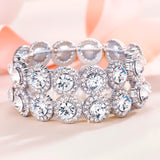 Tuliper Luxury Bridal Tennis Bracelet Round Rhinestone Austrian Crystal Wedding Bracelet