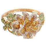 Tuliper Luxury Flower Bracelet Bangle Austrian Crystal Rhinestone Plant Bangle Cuff