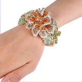 Tuliper Luxury Flower Bracelet Bangle Austrian Crystal Rhinestone Plant Bangle Cuff