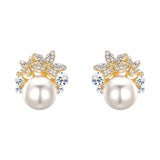 Tuliper Luxury Leaf Bridal Earrings Alloy Pearl Earrings