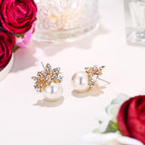 Tuliper Luxury Leaf Bridal Earrings Alloy Pearl Earrings