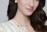 Tuliper Luxury Leaf Bridal Earrings Alloy Pearl Earrings