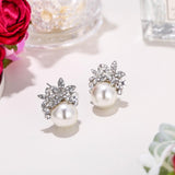 Tuliper Luxury Leaf Bridal Earrings Alloy Pearl Earrings